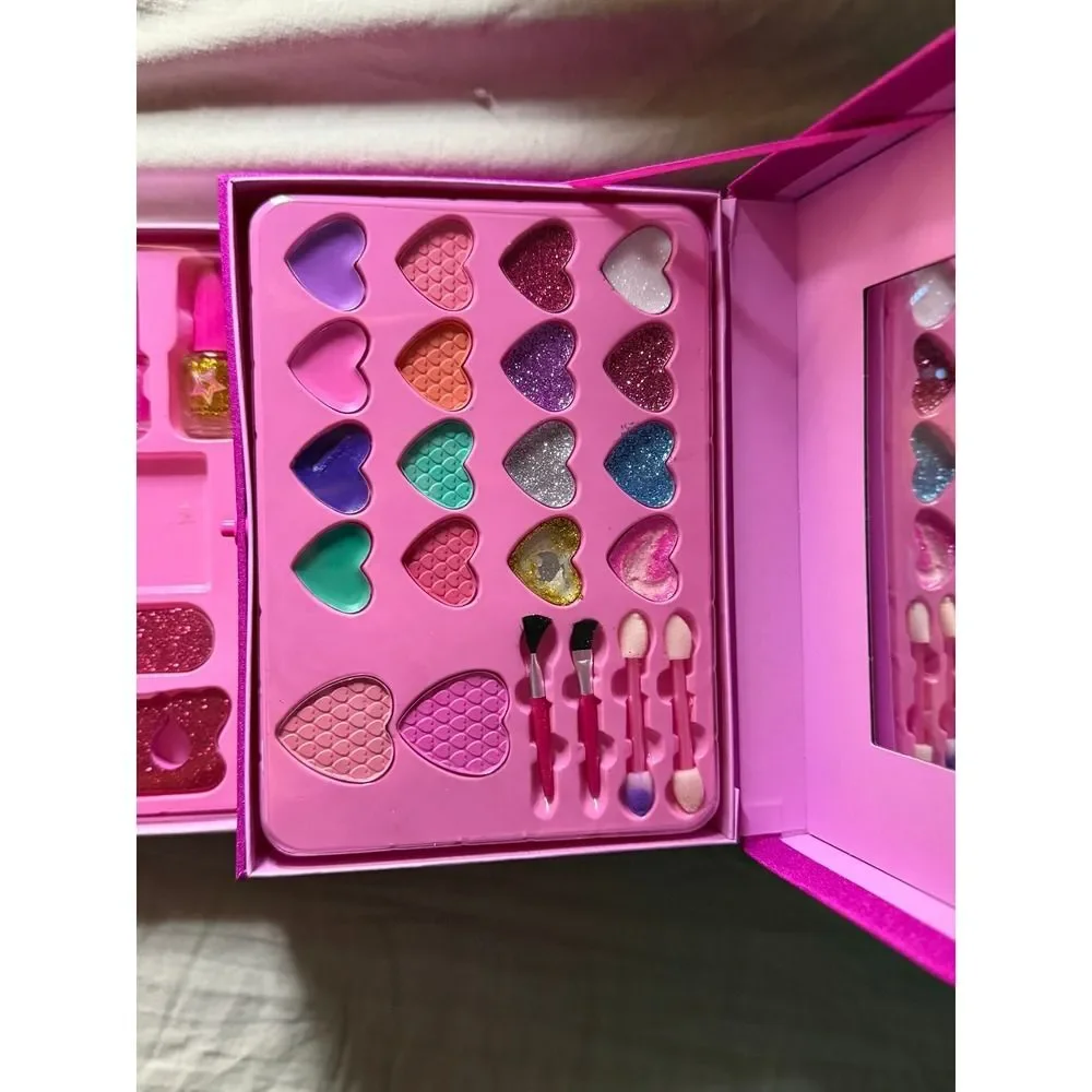 Sparkle Glitter Makeup Vanity Case Jewelry Box with Mirror and Accessories NWT